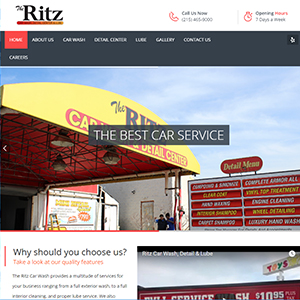 Ritz Car Wash, a website made by the Philadelphia area web development company TAF JK Group Inc.